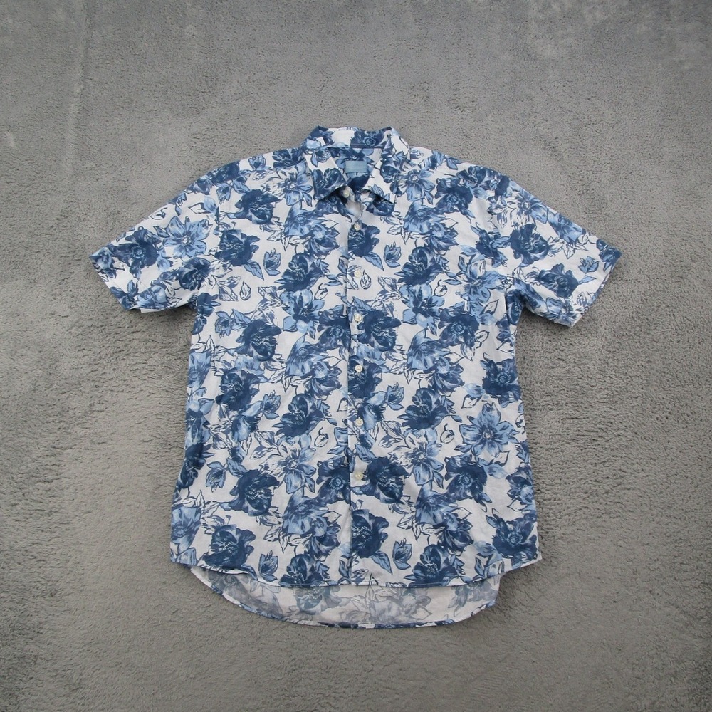 Culturata Shirt Mens XL Blue Floral Short Sleeve Button Down Contemporary Fit